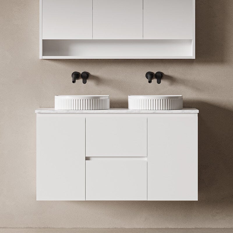 Lucia 1200mm Wall Hung Bathroom Vanity Matte White Vanities Arova 