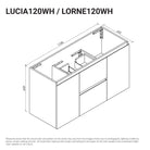 Lucia 1200mm Wall Hung Bathroom Vanity Matte White Vanities Arova 