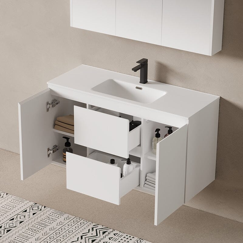 Lucia 1200mm Wall Hung Bathroom Vanity Matte White Vanities Arova 