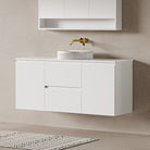 Lucia 1500mm Wall Hung Bathroom Vanity Matte White Vanities Arova 