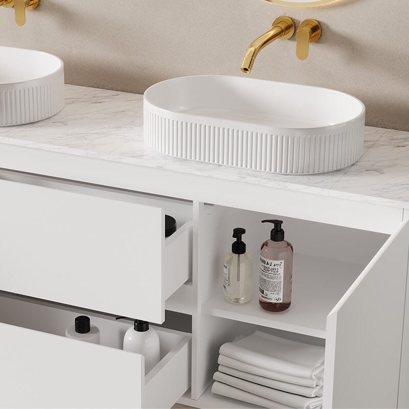 Lucia 1500mm Wall Hung Bathroom Vanity Matte White Vanities Arova 