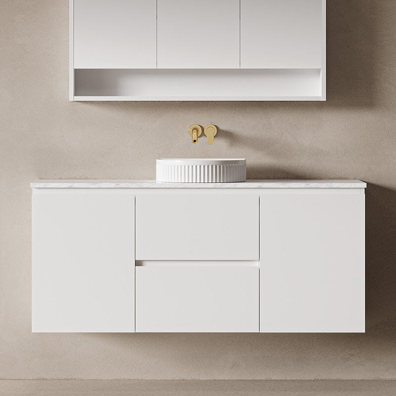 Lucia 1500mm Wall Hung Bathroom Vanity Matte White Vanities Arova 
