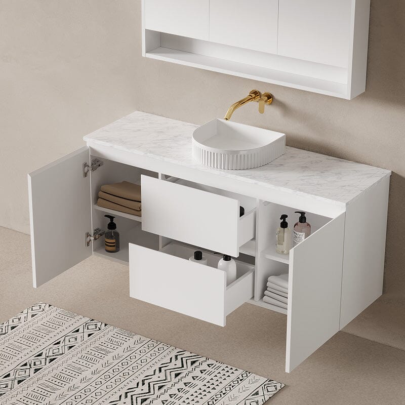 Lucia 1500mm Wall Hung Bathroom Vanity Matte White Vanities Arova 