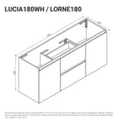 Lucia 1800mm Wall Hung Bathroom Vanity Matte White Vanities Arova 