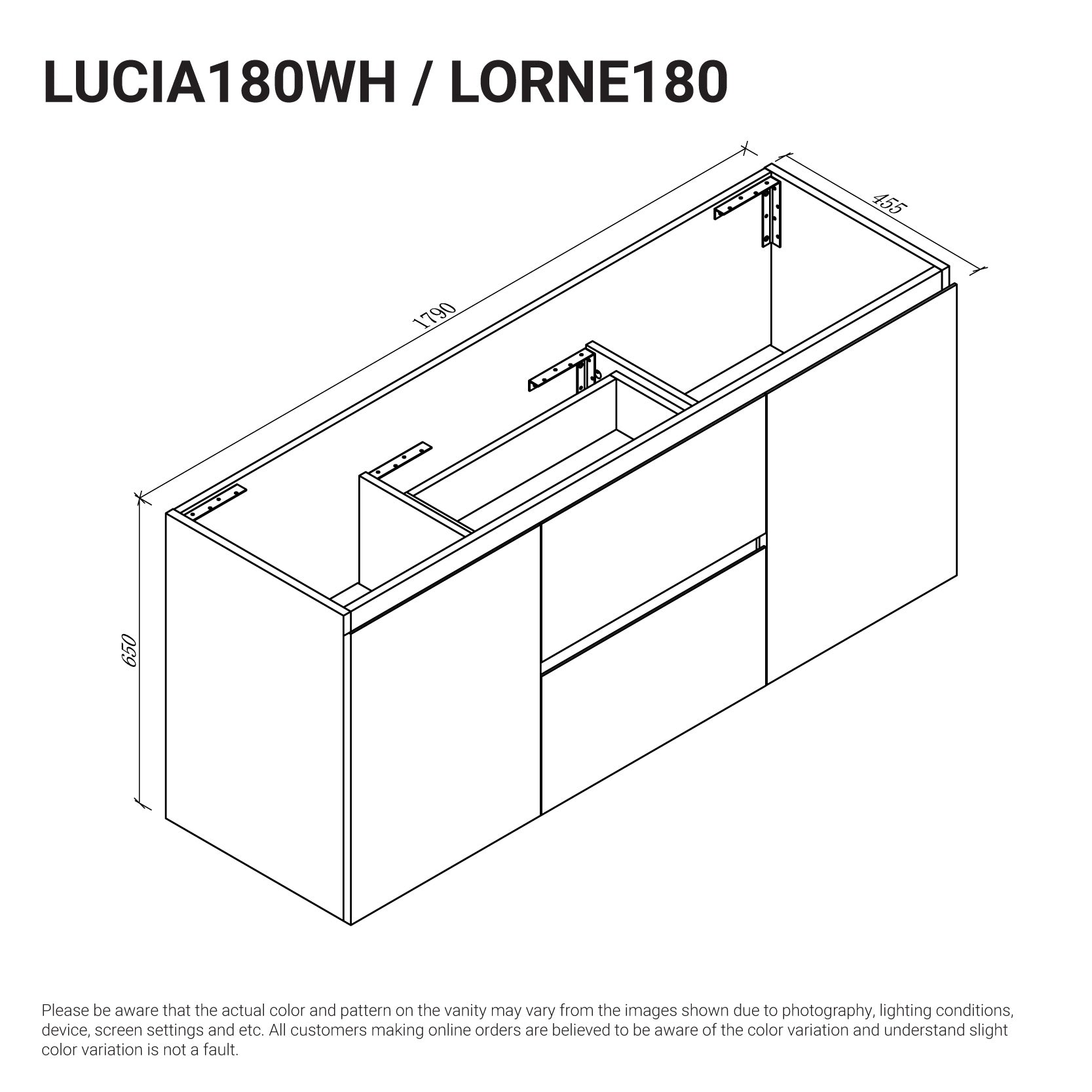 Lucia 1800mm Wall Hung Bathroom Vanity Matte White Vanities Arova 