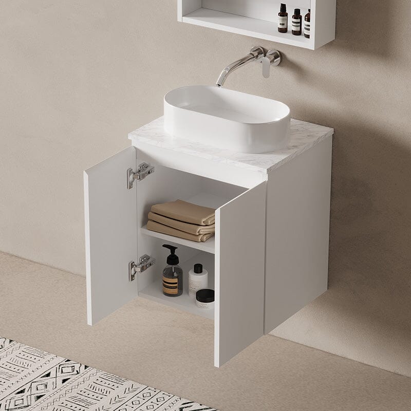Lucia 600mm Wall Hung Bathroom Vanity Matte White Vanities Arova 