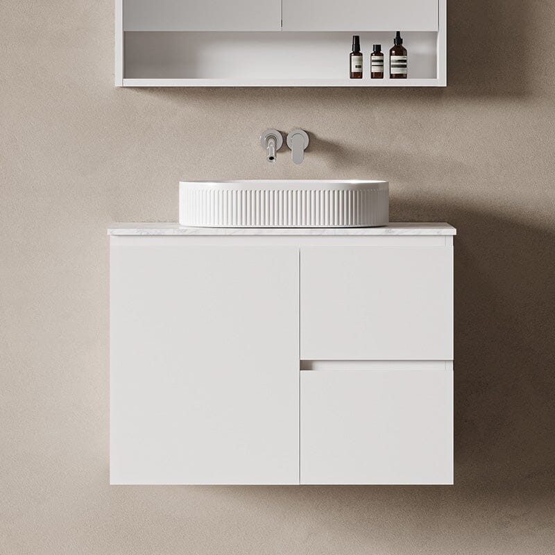 Lucia 900mm Wall Hung Bathroom Vanity Matte White Vanities Arova 