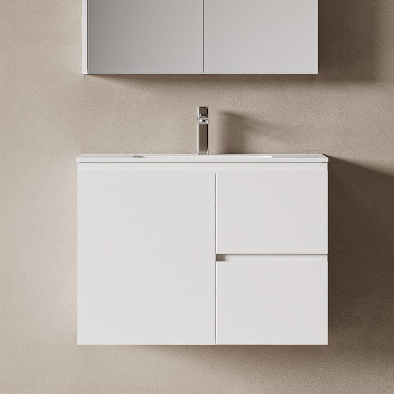 Lucia 900mm Wall Hung Bathroom Vanity Matte White Vanities Arova 