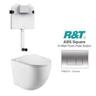Max 57 Rimless Tornado Toilet Package - R&T Cistern & ABS Square Button Arova Max57 CST001 - R&T In Wall Toilet Cistern Chrome