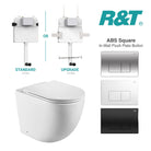 Max 57 Rimless Tornado Toilet Package - R&T Cistern & ABS Square Button Toilets Arova 