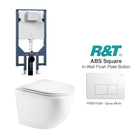 Max49 Rimless Tornado Wall Hung Toilet Package - R&T Cistern & ABS Square Button Arova Max49 Wall Hung Toilet Pan CST003 - R&T In Wall Toilet Cistern Gloss White