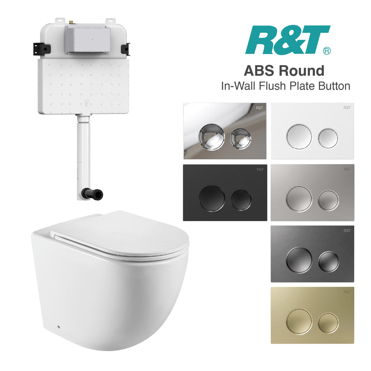 Max57 Rimless Tornado Toilet Package - R&T Cistern & ABS Round Button Arova 
