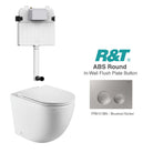 Max57 Rimless Tornado Toilet Package - R&T Cistern & ABS Round Button Arova Max57 CST001 - R&T In Wall Toilet Cistern Brushed Nickel