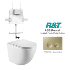 Max57 Rimless Tornado Toilet Package - R&T Cistern & ABS Round Button Arova Max57 CST002 – Upgraded Reinforced R&T In-Wall Toilet Cistern Brushed Gold