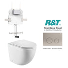 Max57 Rimless Tornado Toilet Package - R&T Cistern & Stainless Steel Button Arova Max57 CST002 – Upgraded Reinforced R&T In-Wall Toilet Cistern Brushed Nickel
