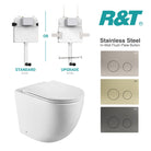 Max57 Rimless Tornado Toilet Package - R&T Cistern & Stainless Steel Button Toilets Arova 