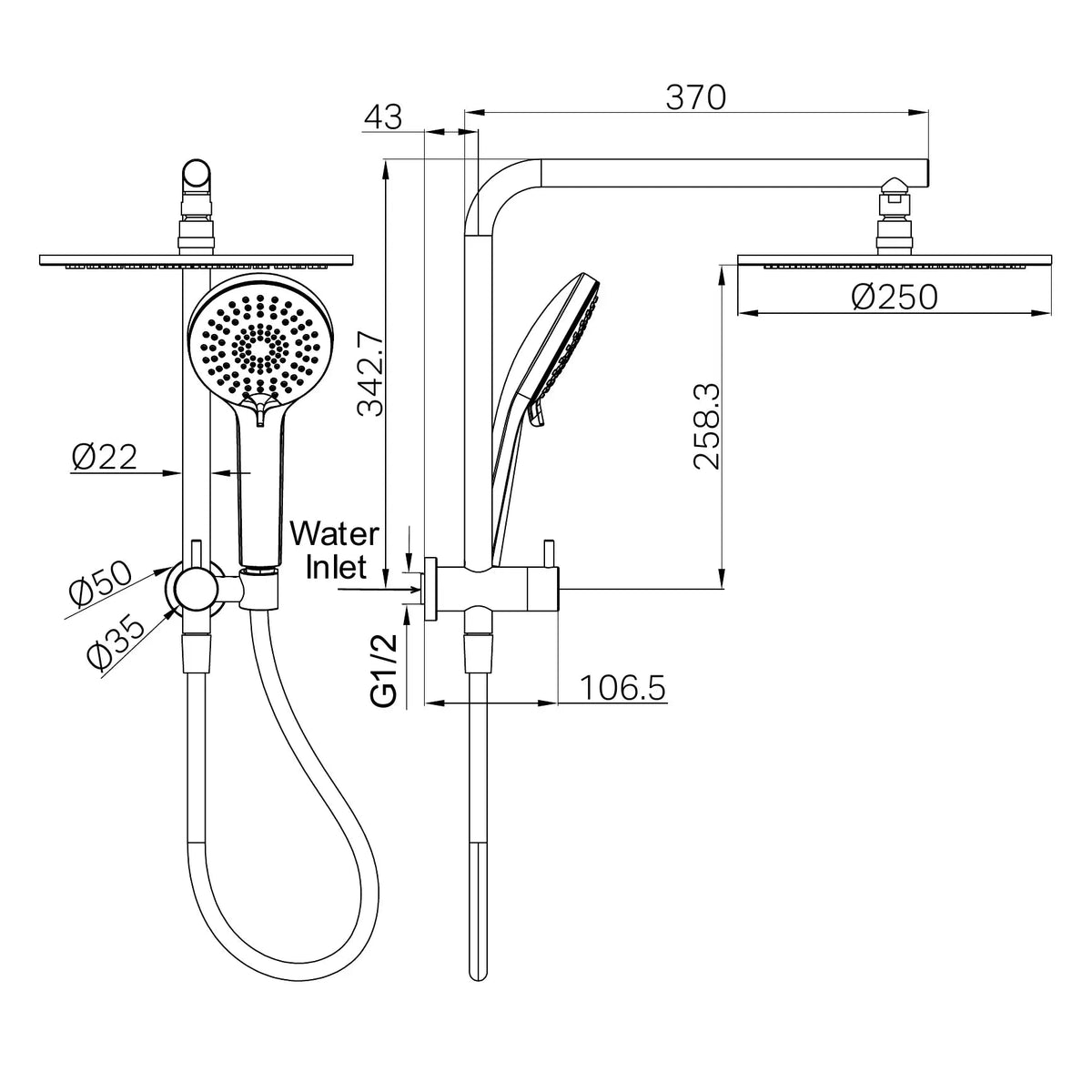 Mecca 2 In 1 Twin Shower Brushed Nickel Showers Nero 