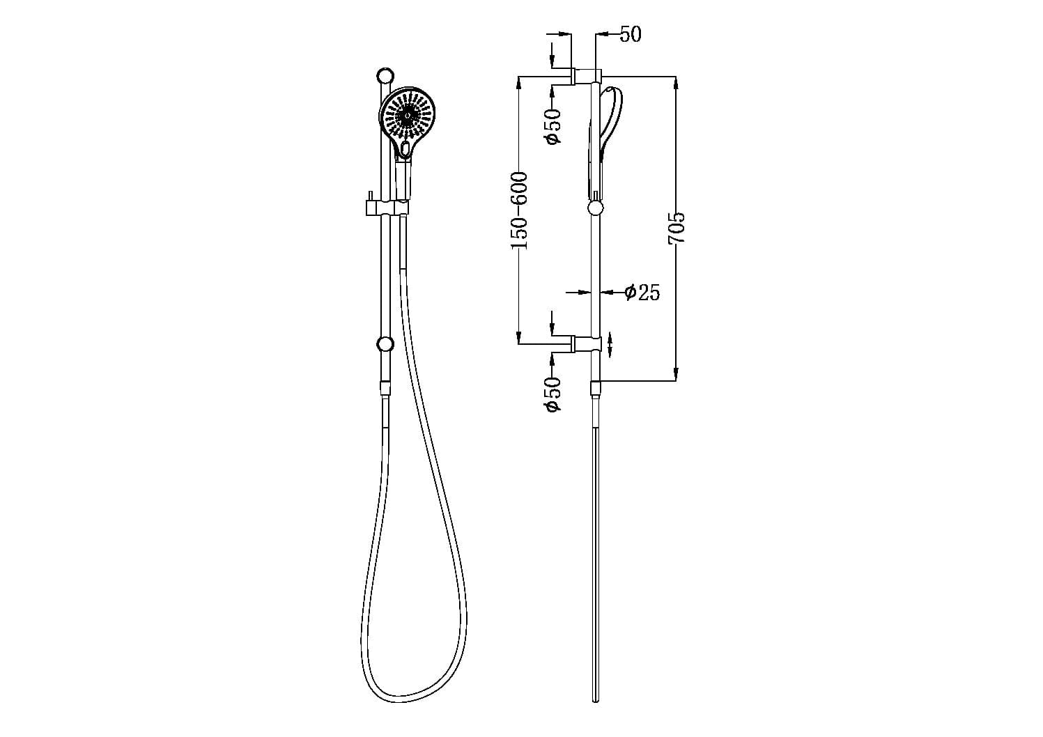 MECCA/Dolce Rail Shower with Opal Shower Brushed Bronze YSW2219-05D-BZ Showers Nero