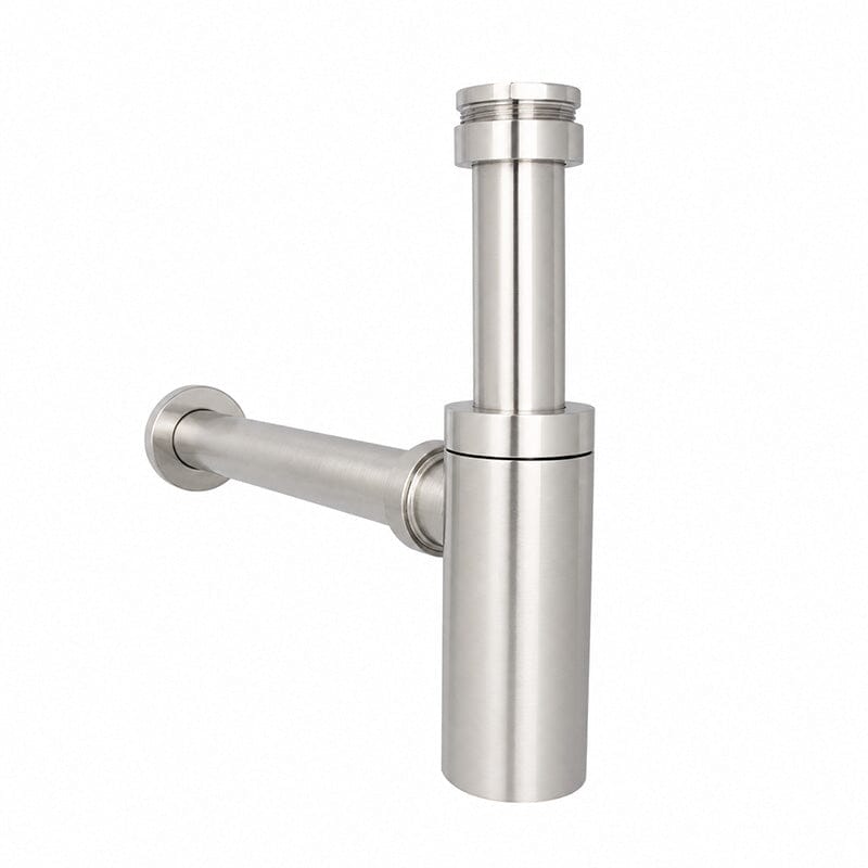 MICA Deluxe Bottle Trap Round Brushed Nickel 32mm/40mm Basins Arova 