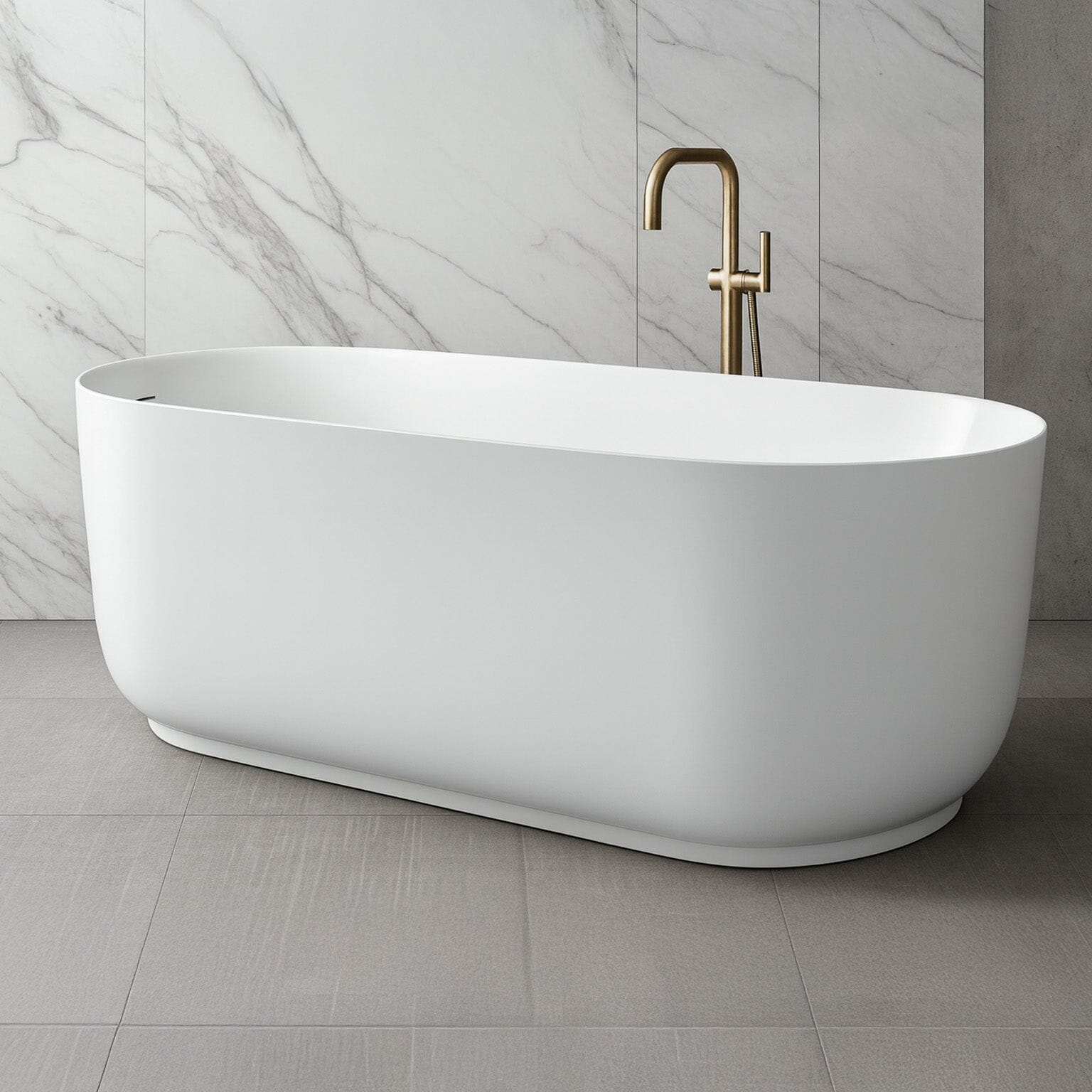 Nola 1500mm Ergonomic Freestanding Bath with Overflow Gloss White Baths Arova 