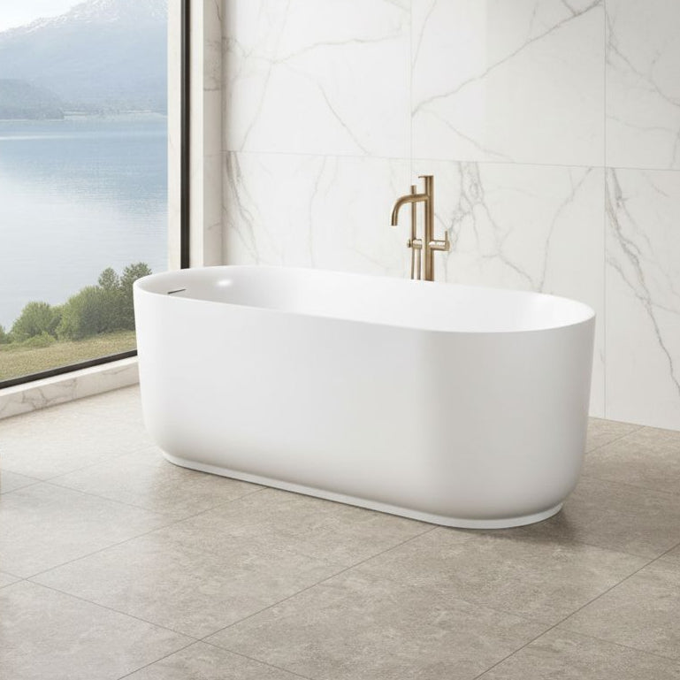 Nola 1500mm Freestanding Bath with Overflow Matte White Baths Arova 