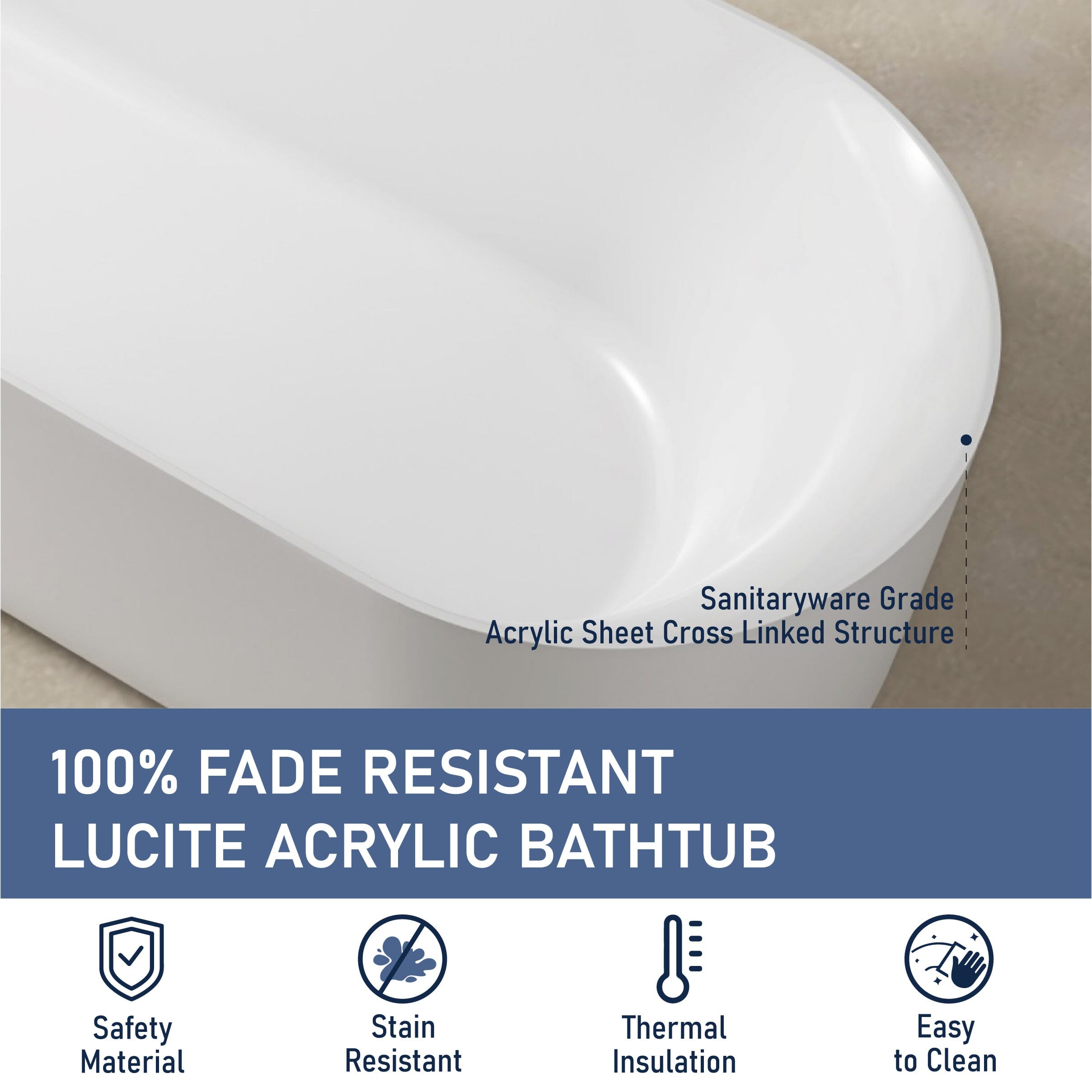 Nola 1700mm Ergonomic Freestanding Bath with Overflow Gloss White Baths Arova 