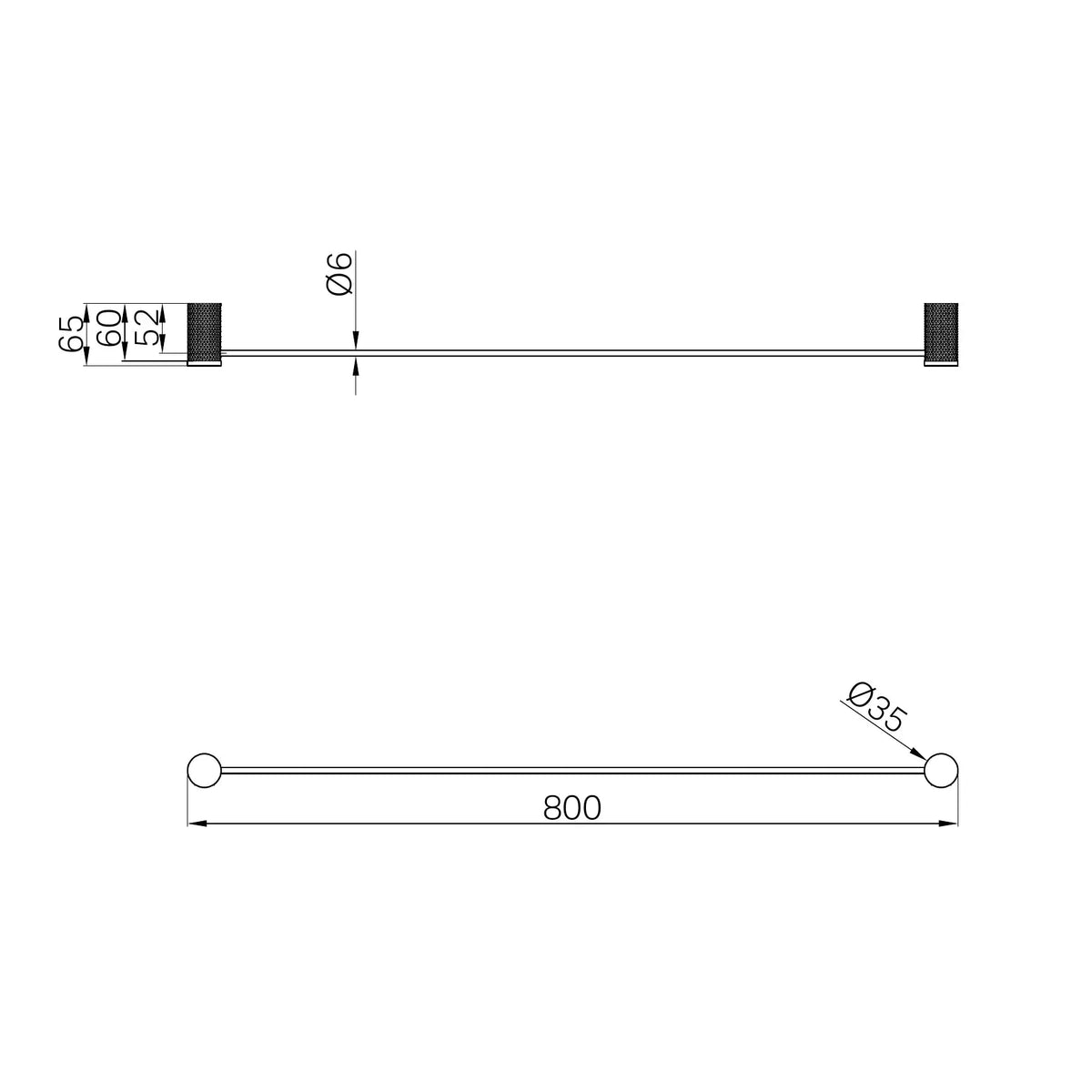 Opal Single Towel Rail 800mm Brushed Bronze Accessories Nero 