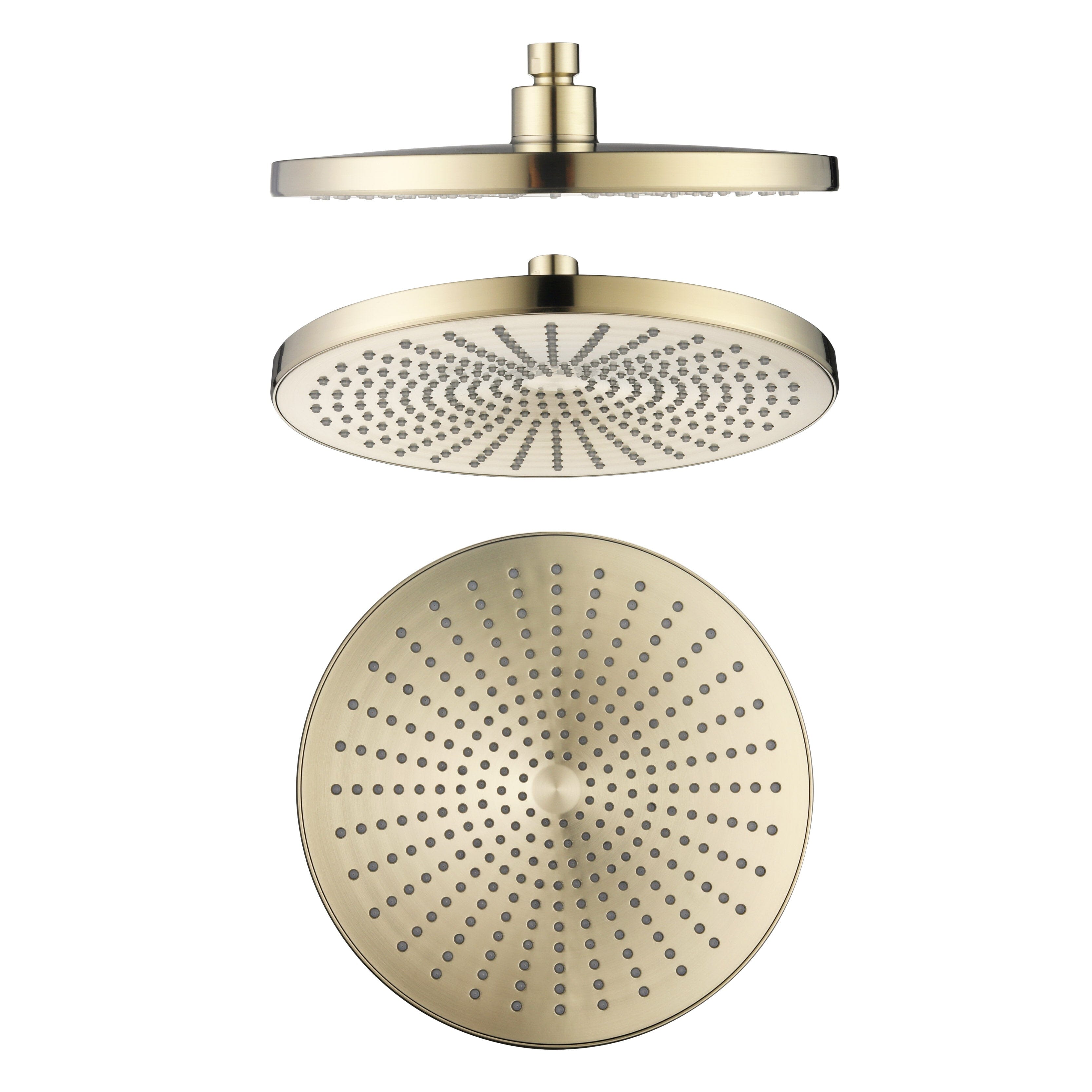 Orio Air Rain Shower Head Rose Brushed Gold 250mm Showers Arova 
