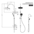 ORIO Round Gooseneck Dual Shower Air Shower Rail Chrome Showers Arova