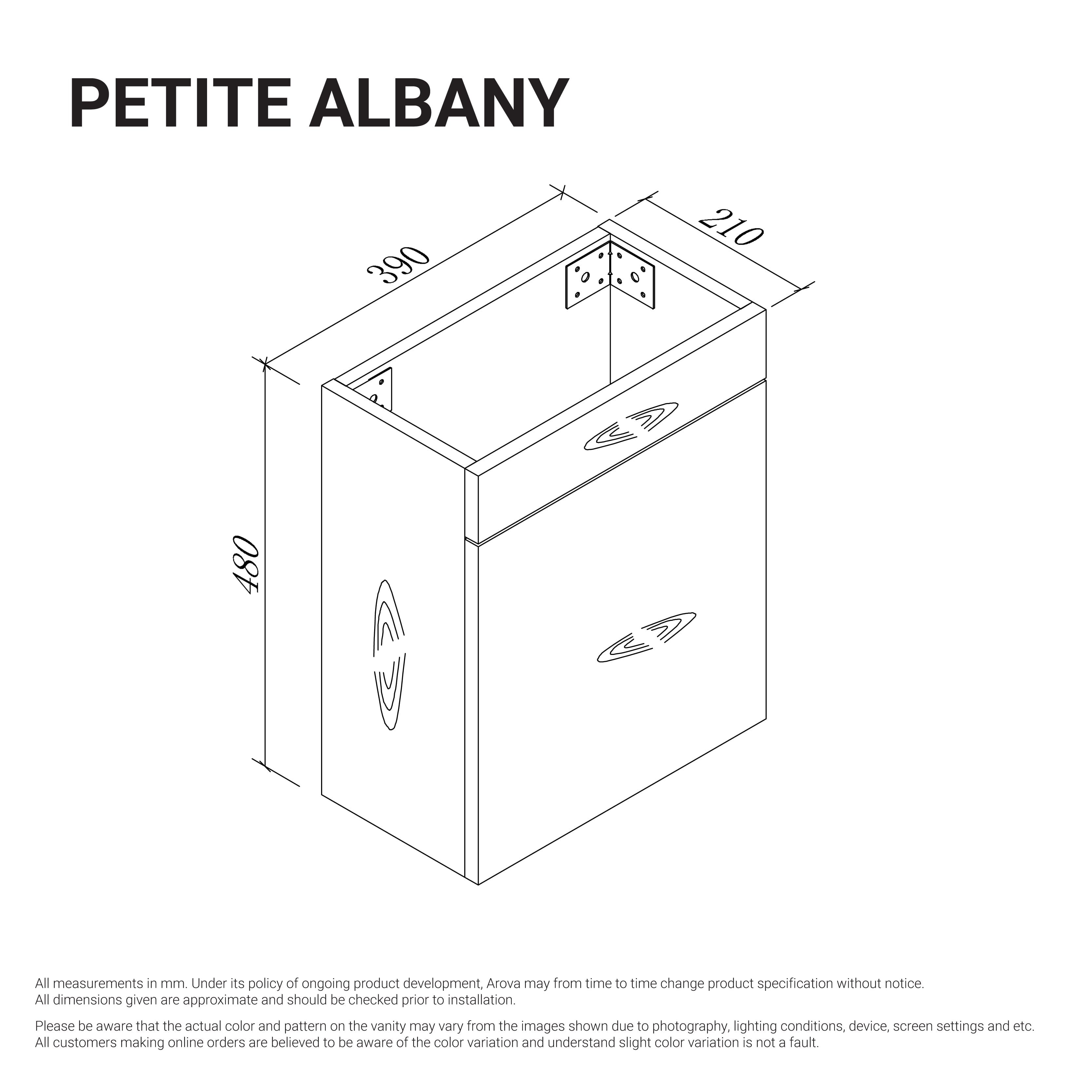 Petite Albany 390mm Oak Timber Small Bathroom Vanity Vanities Arova 
