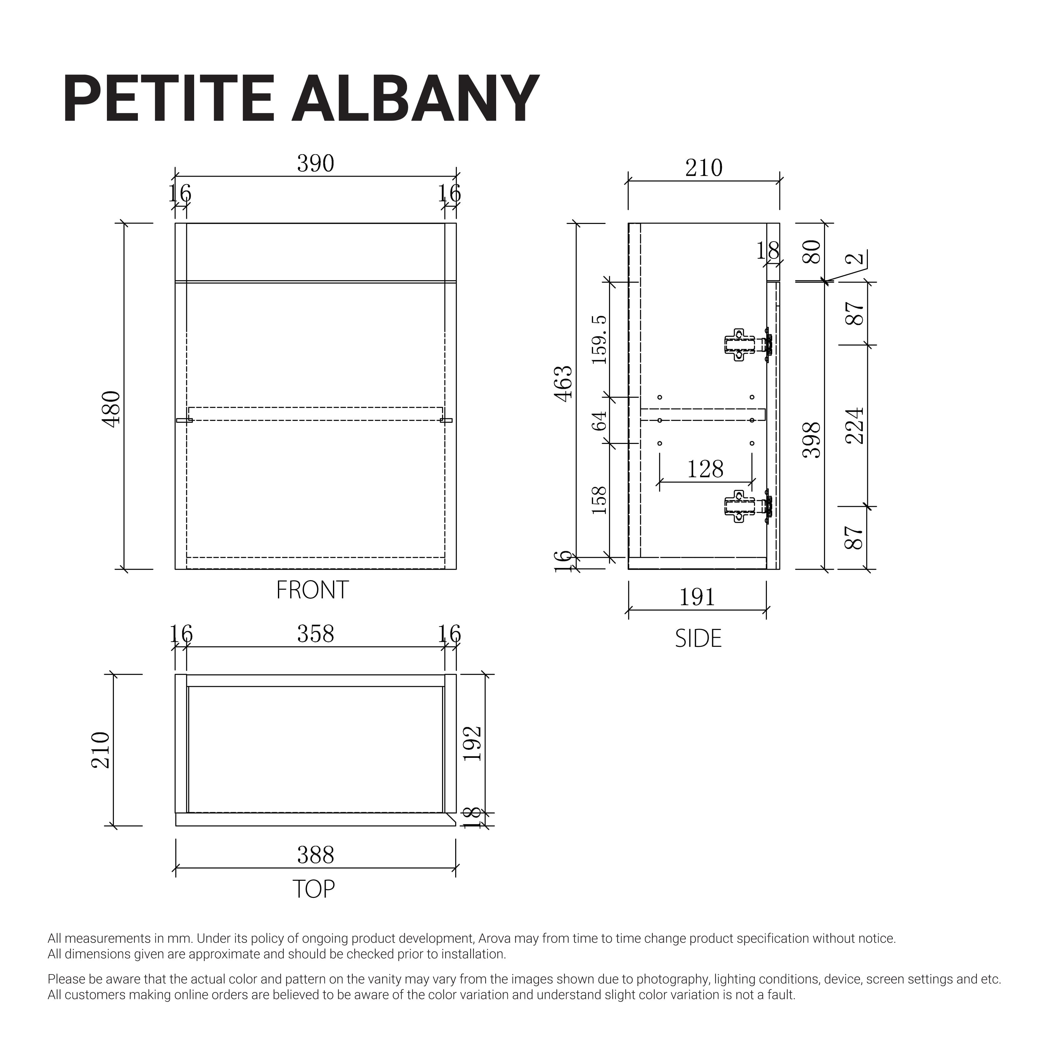 Petite Albany 390mm Oak Timber Small Bathroom Vanity Vanities Arova 
