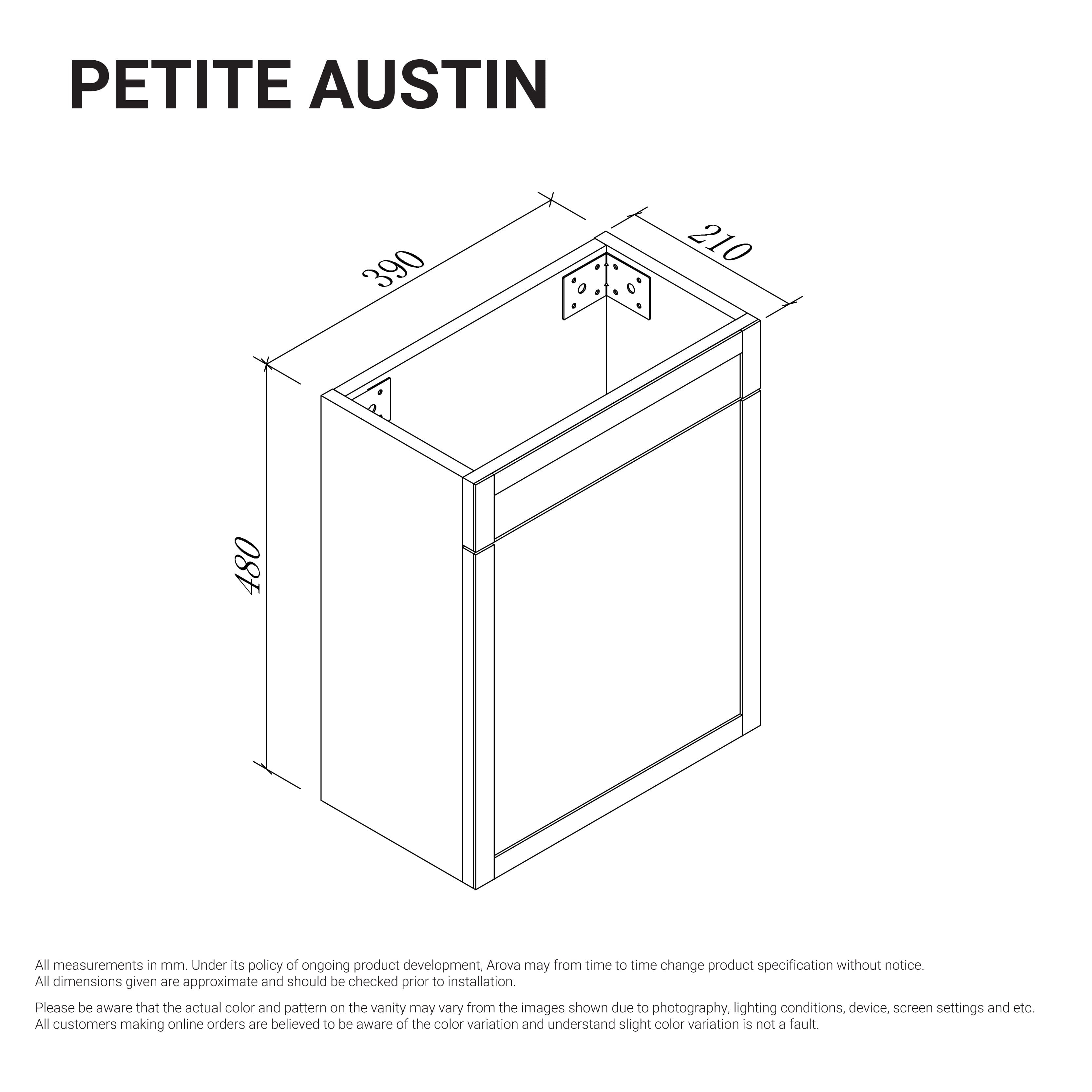 Petite Austin 390mm Small Bathroom Vanity Matte White Vanities Arova 