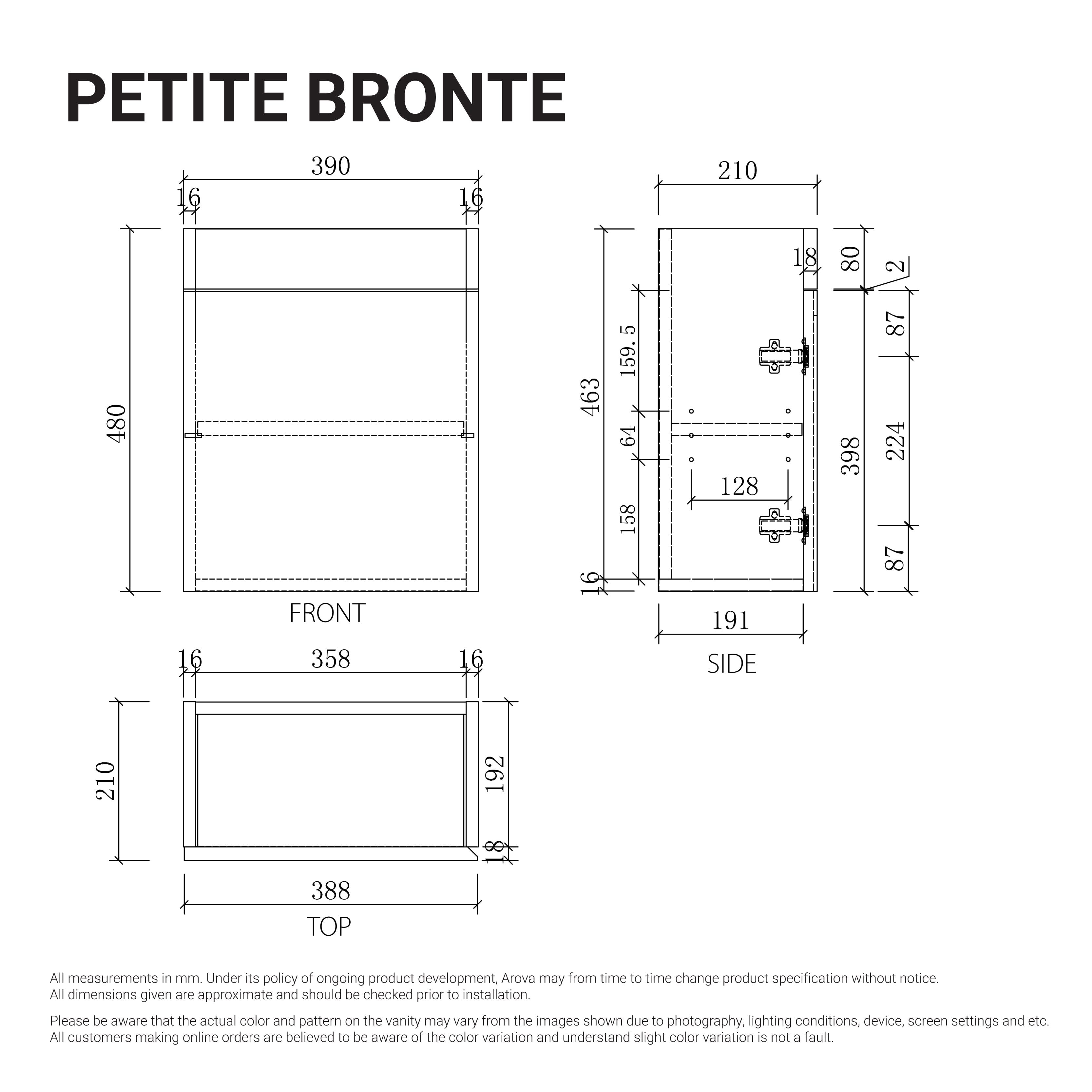 Petite Bronte 390mm Small Bathroom Vanity Matte White Vanities Arova 