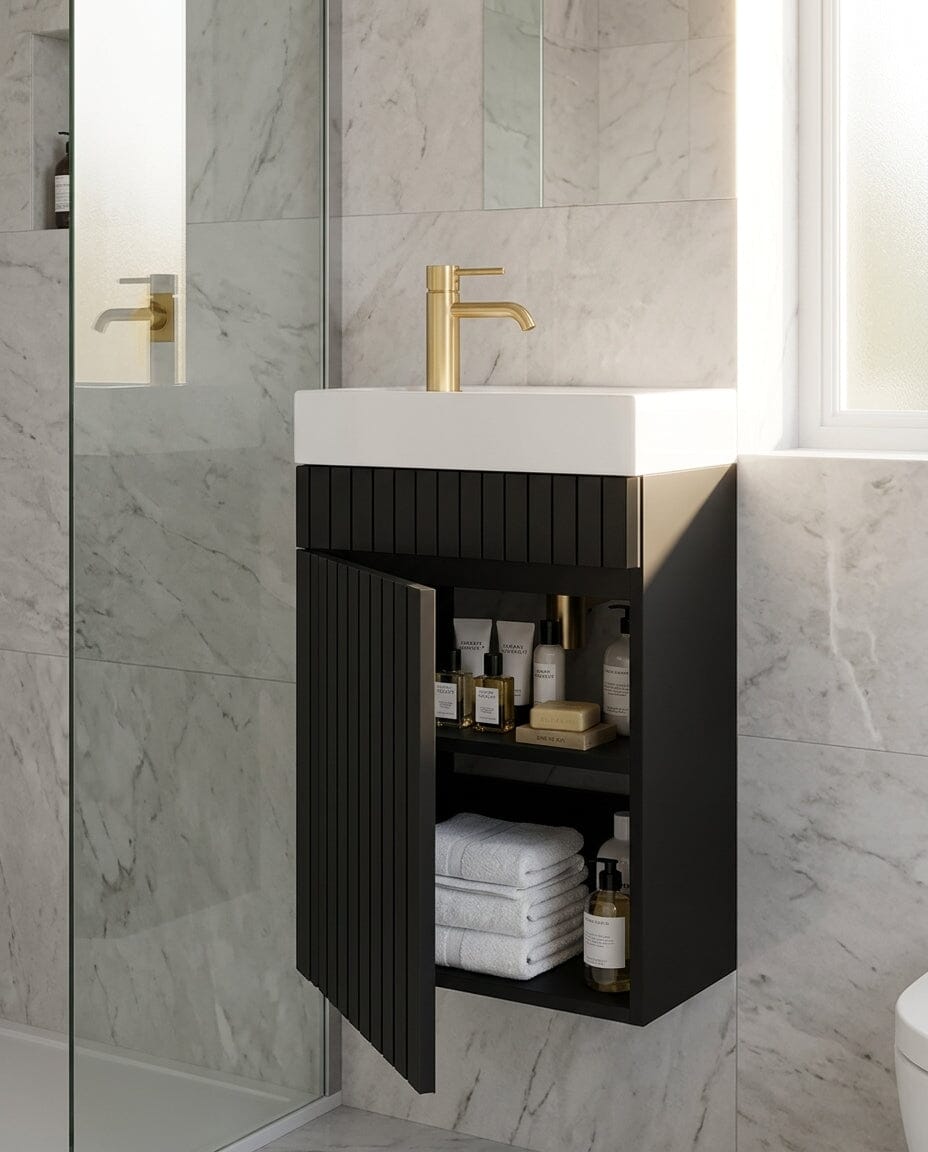 Petite Bronte 390mm Small Vanity Matte Black Vanities Arova 
