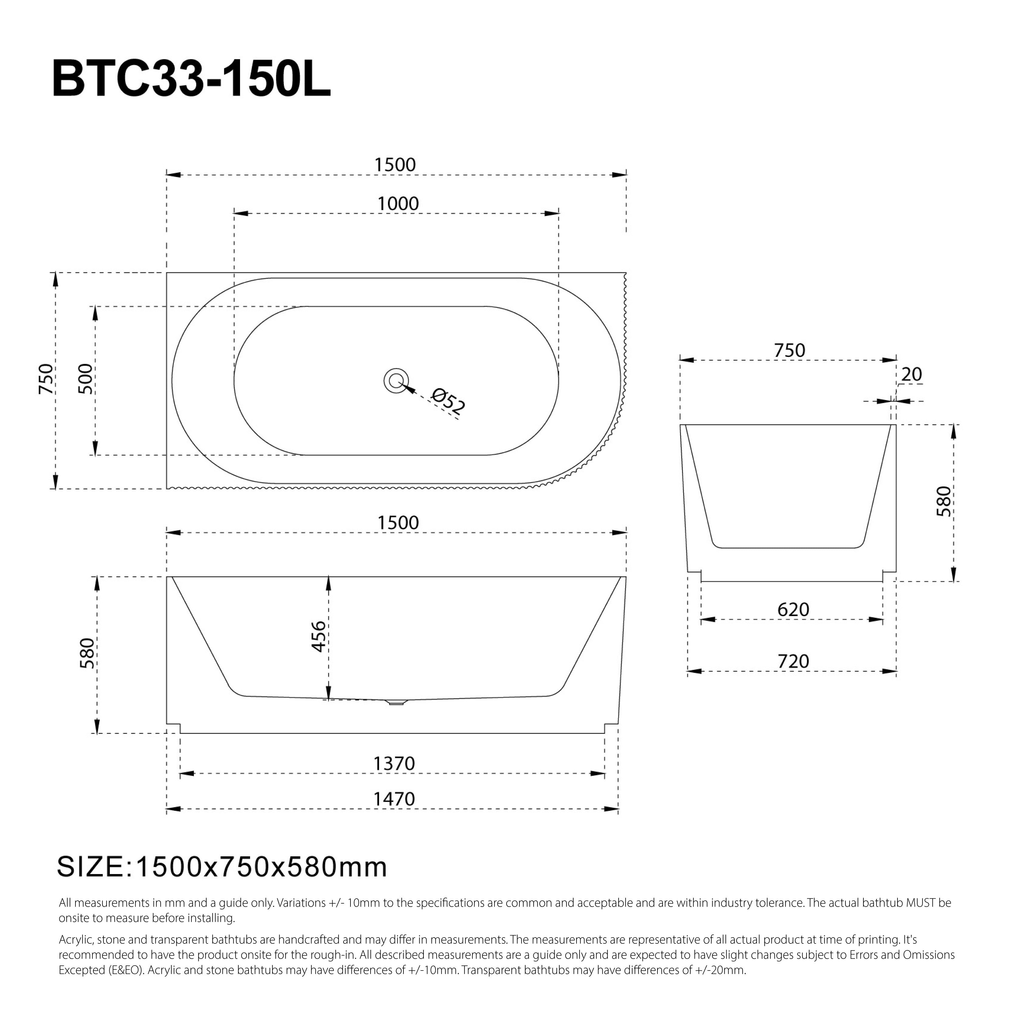 RORY 1500mm V-Groove Fluted Left Corner Free Standing Bathtub Matte White Baths AROVA