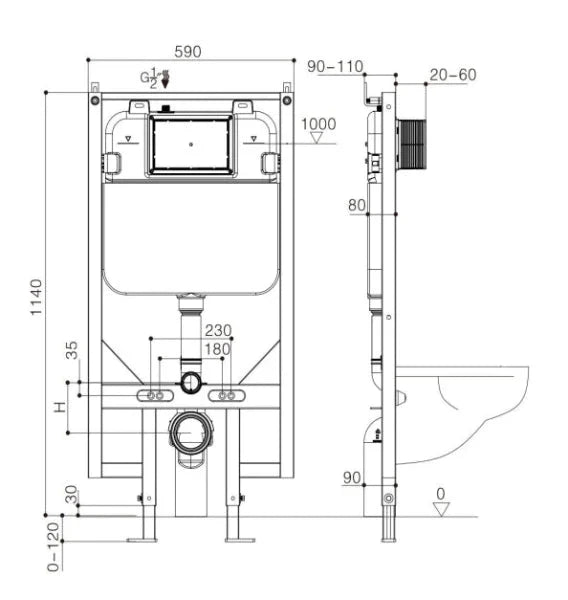R&T In Wall Cistern and Frame for Wall Hung Toilet Pan G30031 Toilets Geberit 