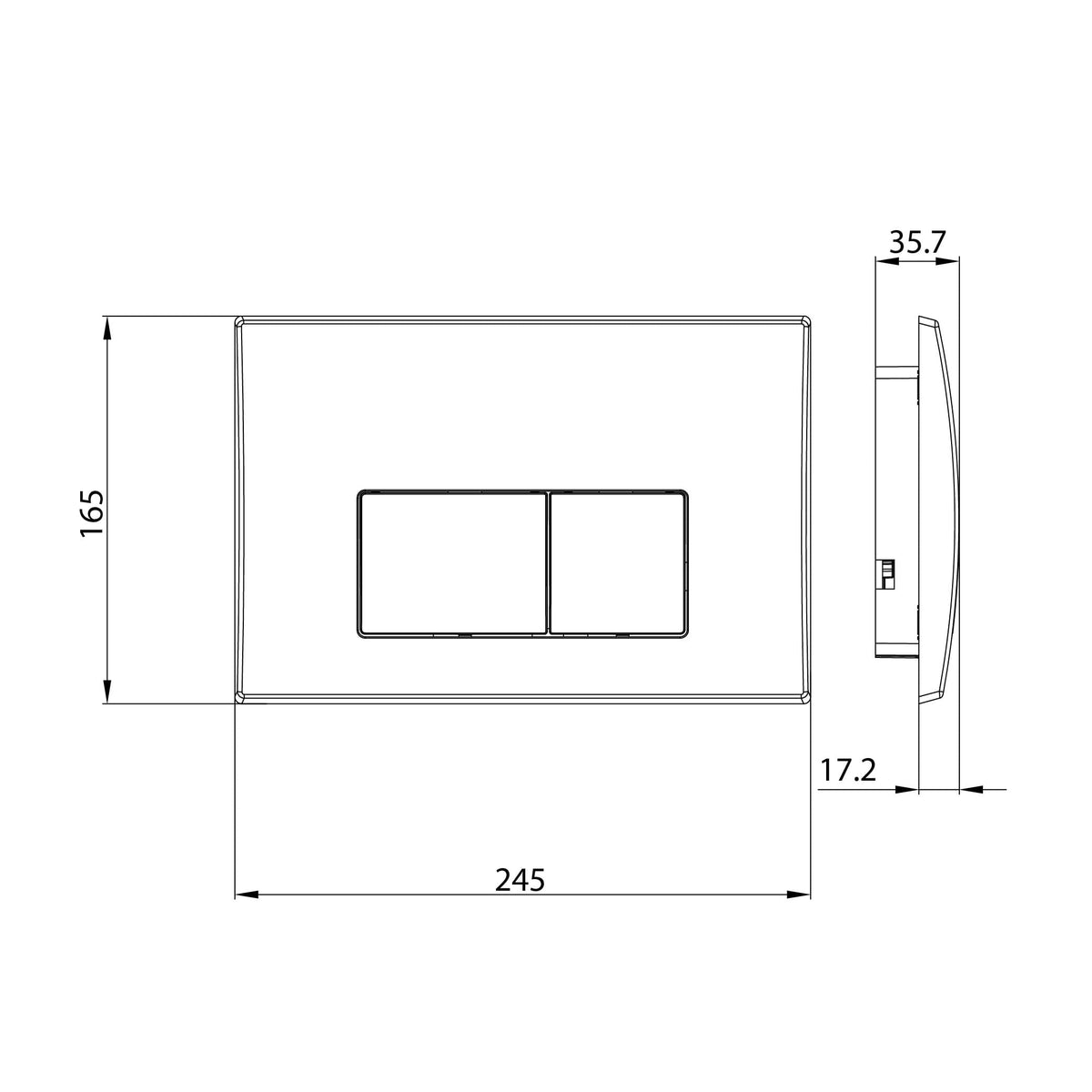 R&T Square Concealed In Wall Flush Plate Button Toilets R&T 