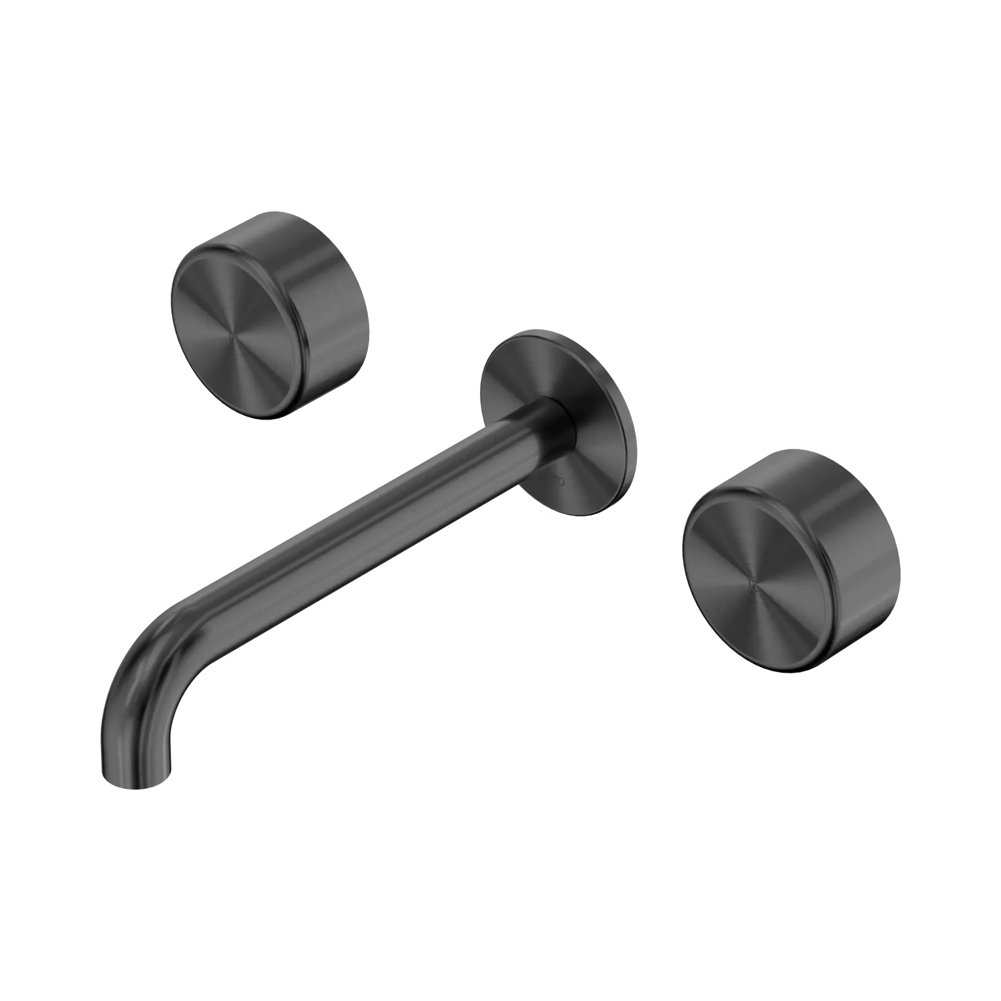 Serenity Wall Basin Set 185mm Spout With Metal Handle Gun Metal Tapware Nero 