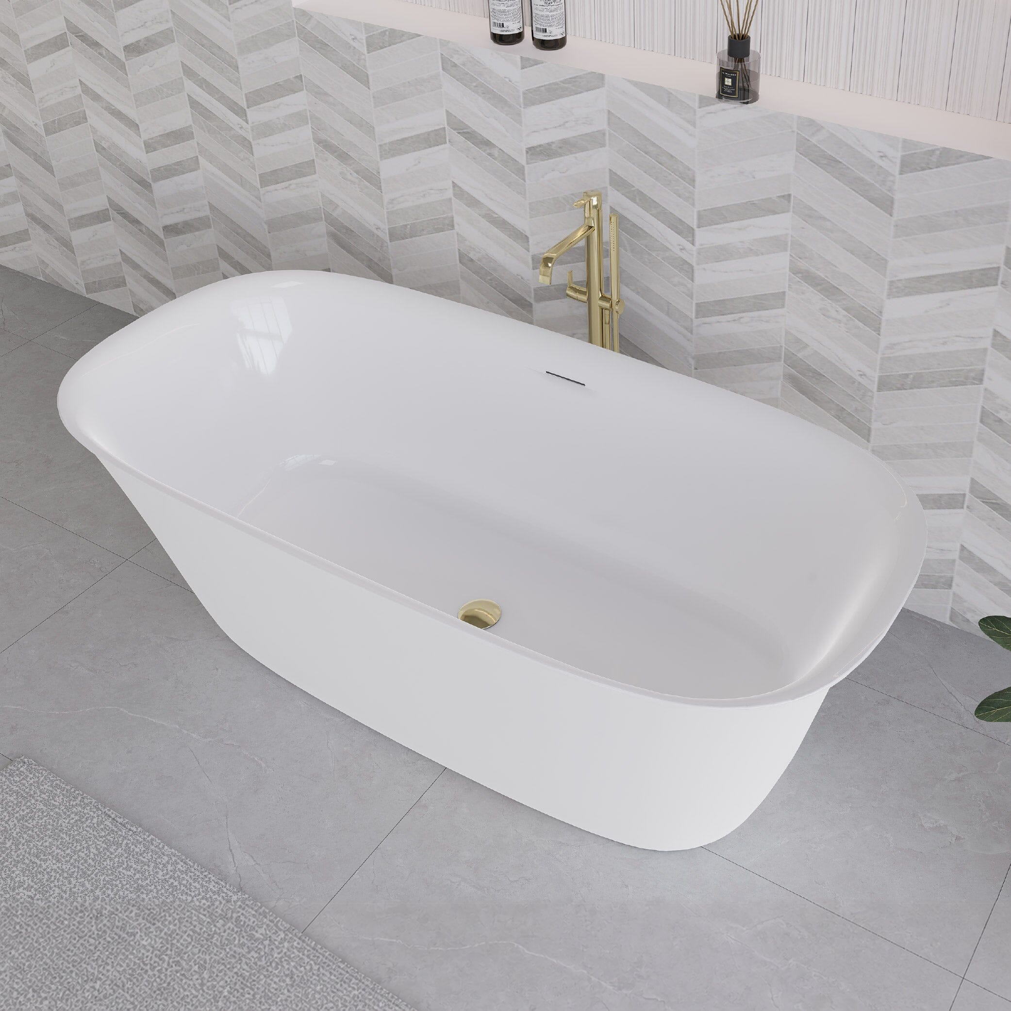 Tova 1500mm Oval Freestanding Acrylic Bathtub Gloss White Baths Arova 