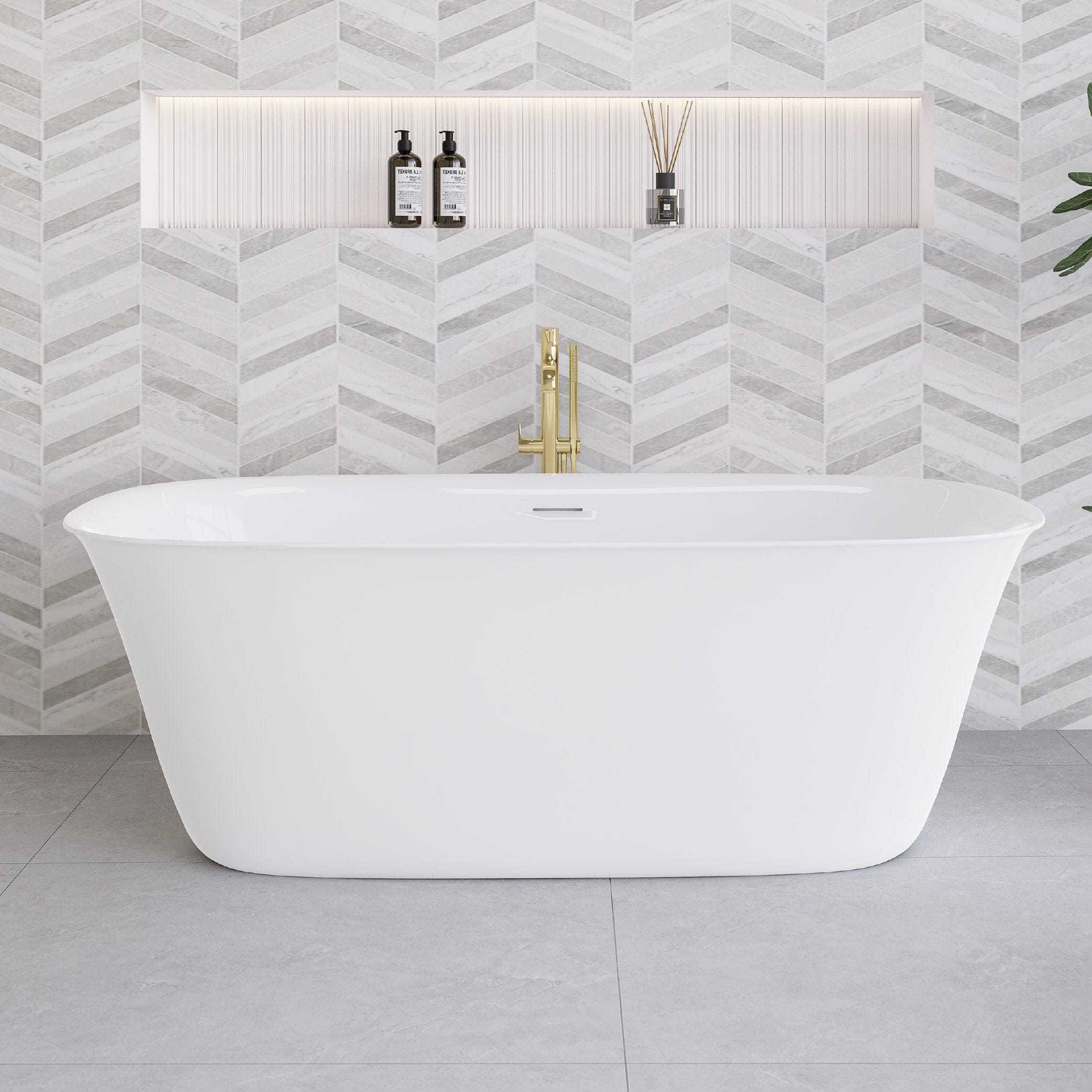 Tova 1700mm Oval Freestanding Acrylic Bathtub Gloss White Baths Arova 