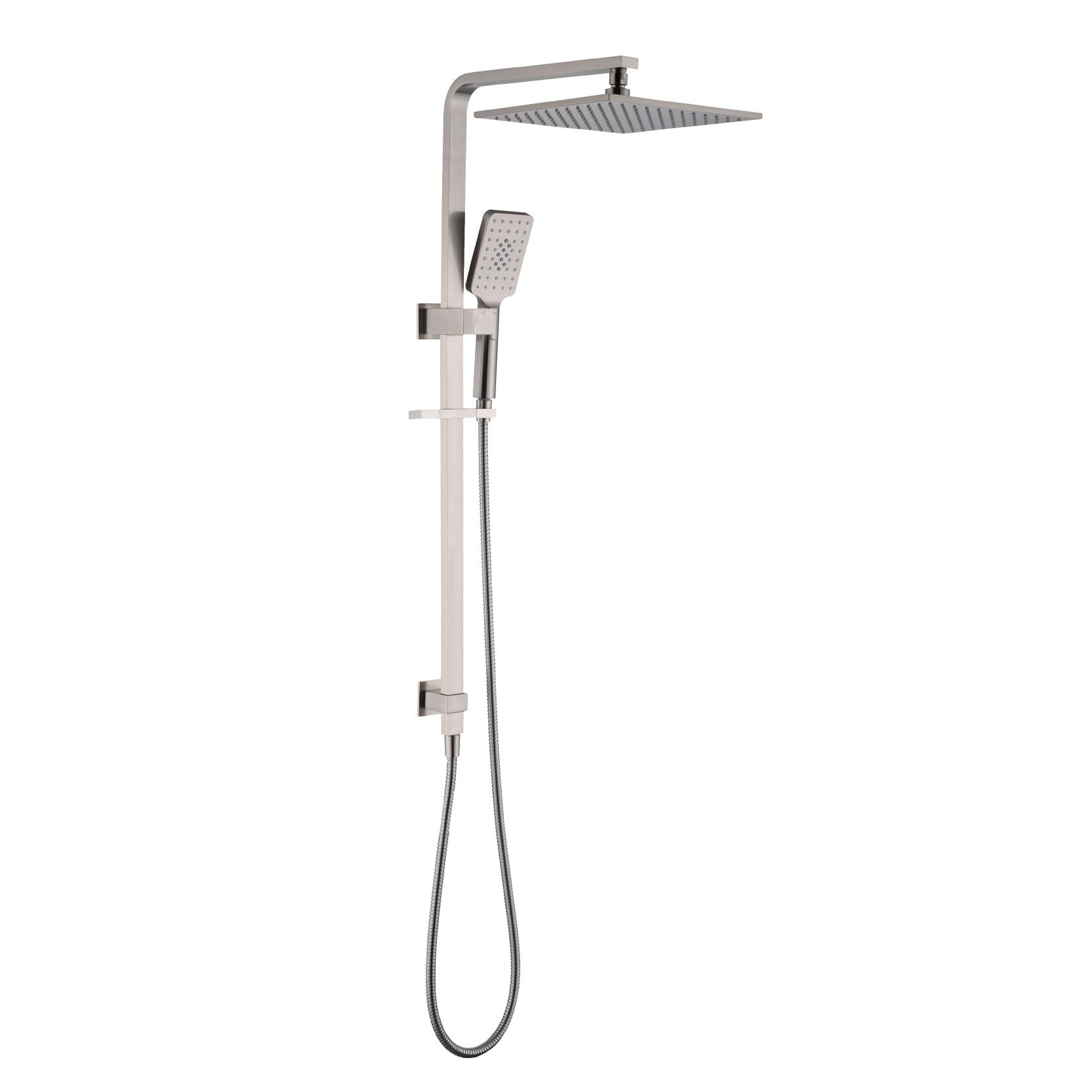 VIVA 250mm Twin Rain Shower Rail Set Brushed Nickel Showers Arova 
