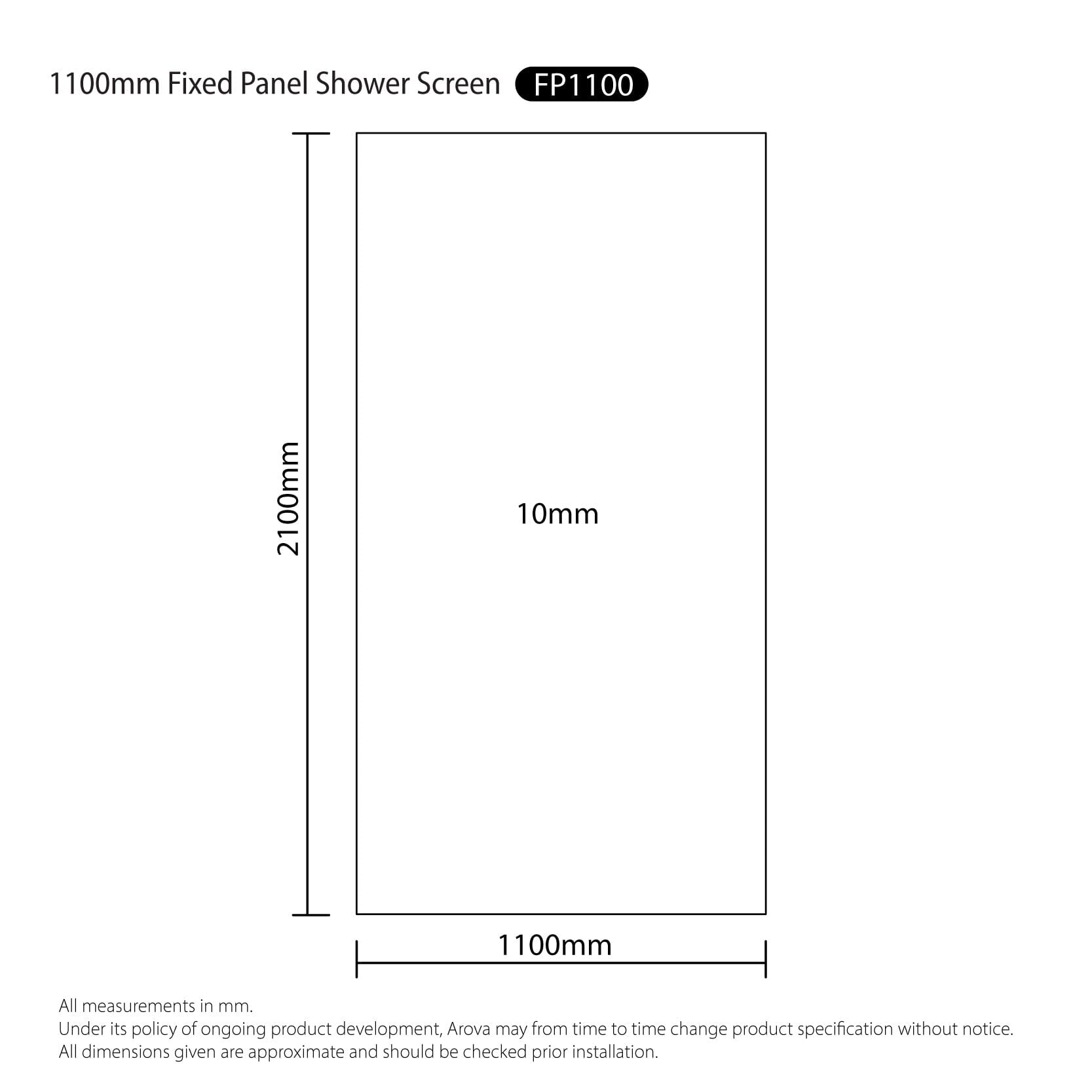 Walk in Shower Screen Set 750-1500mm Fully Frameless Shower Screens Arova 