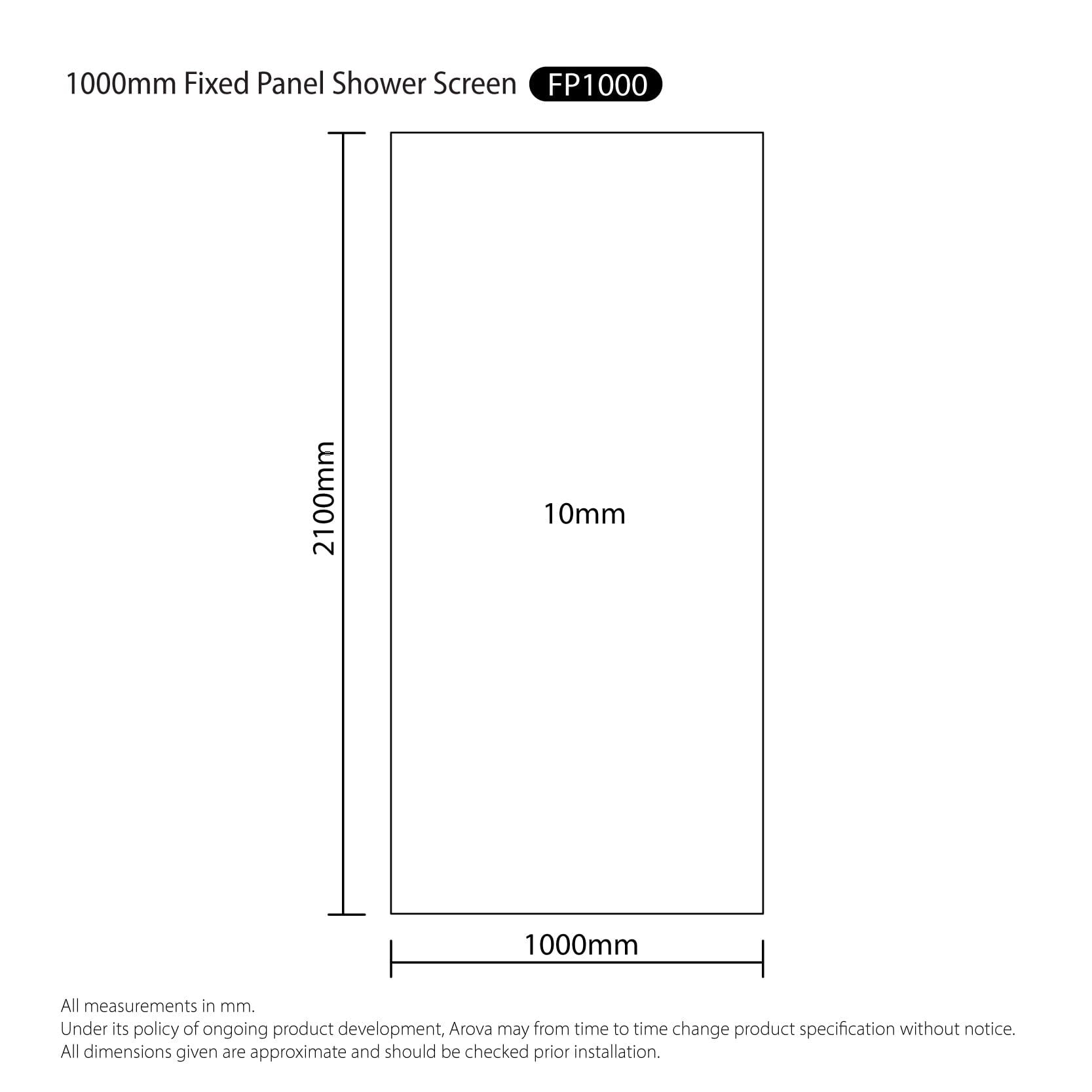 Walk in Shower Screen Set 750-1500mm Fully Frameless Shower Screens Arova 