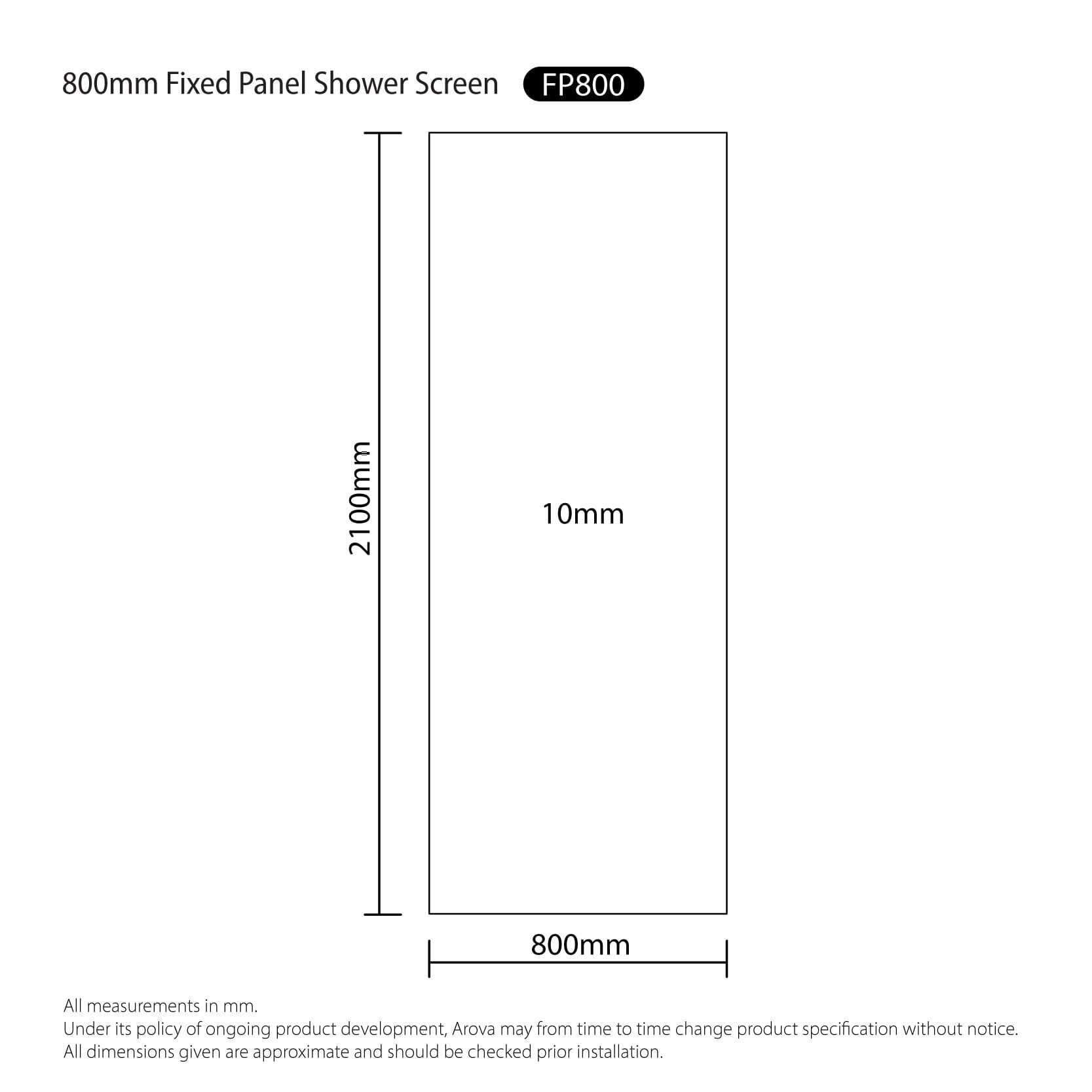 Walk in Shower Screen Set 750-1500mm Fully Frameless Shower Screens Arova 