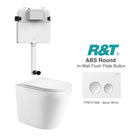 Yara58 Rimless Tornado Toilet Package - R&T Cistern & ABS Round Button Arova Yara58 CST001 - R&T In Wall Toilet Cistern Gloss White