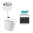 Yara58 Rimless Tornado Toilet Package - R&T Cistern & ABS Round Button Arova Yara58 CST001 - R&T In Wall Toilet Cistern Matte Black