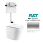 Yara58 Rimless Tornado Toilet Package - R&T Cistern & ABS Square Button Arova Yara58 CST001 - R&T In Wall Toilet Cistern Chrome
