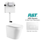 Yara58 Rimless Tornado Toilet Package - R&T Cistern & ABS Square Button Arova Yara58 CST001 - R&T In Wall Toilet Cistern Gloss White