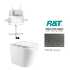 Yara58 Rimless Tornado Toilet Package - R&T Cistern & Stainless Steel Button Arova Yara58 CST002 – Upgraded Reinforced R&T In-Wall Toilet Cistern Gunmetal