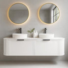 York 1500mm Curved Wall Hung Vanity Matte White Double Bowls Vanities Arova 